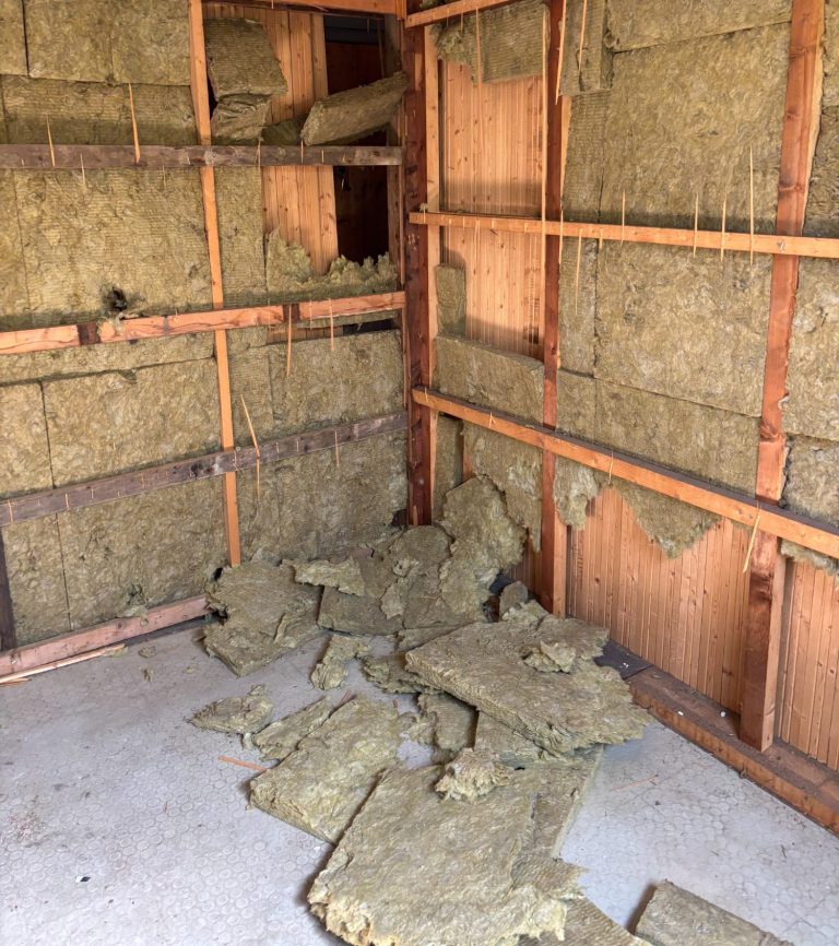 Wanddämmung Wanddämmung (KMF) innerhalb einer Trockenbauwand aus Holz